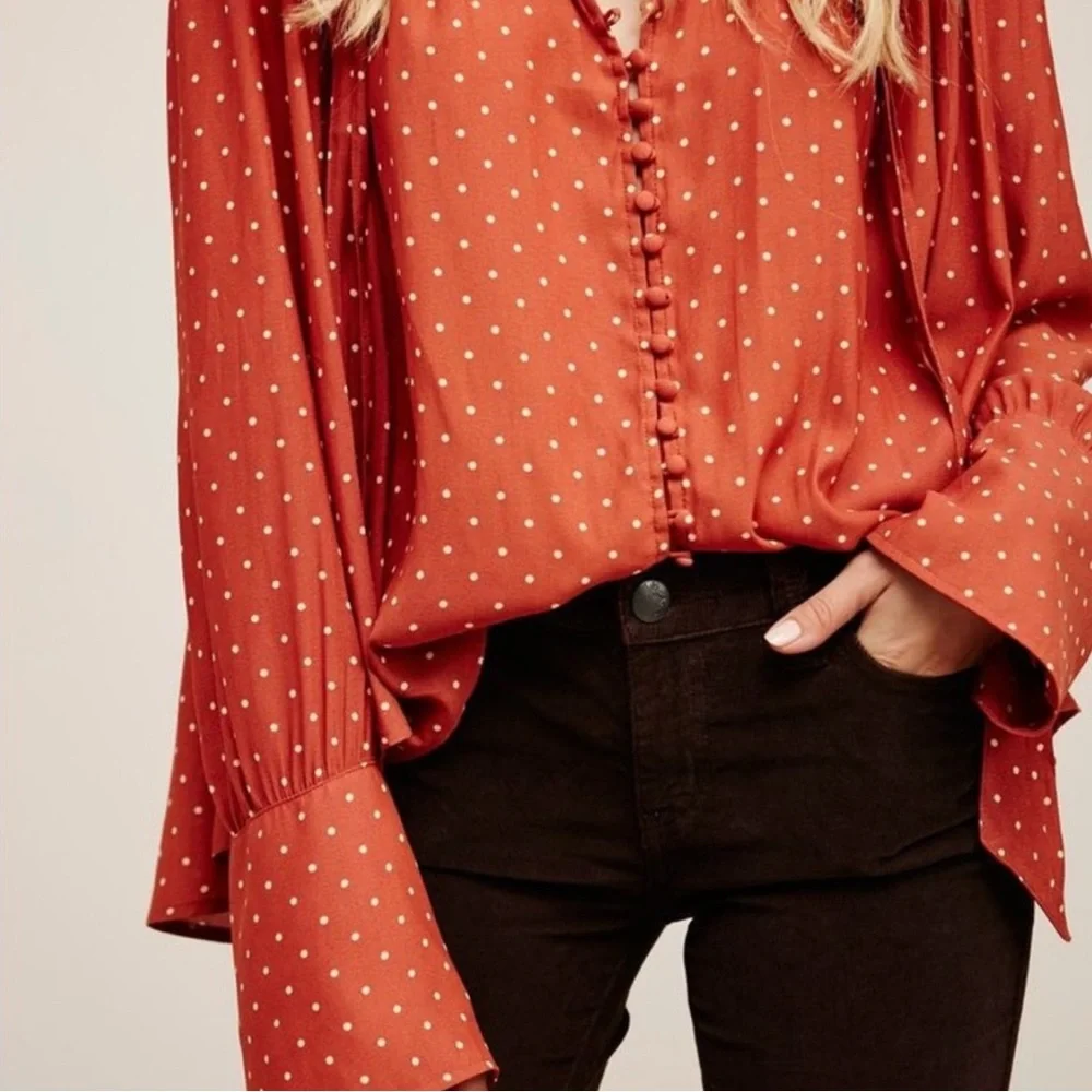 Free People Orange Blouse - Picture 2 of 5